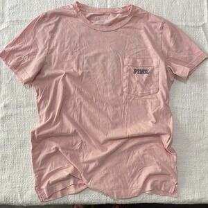 Victorias Secret PINK campus pocket Short Sleeve tee Women's Medium dusty pink